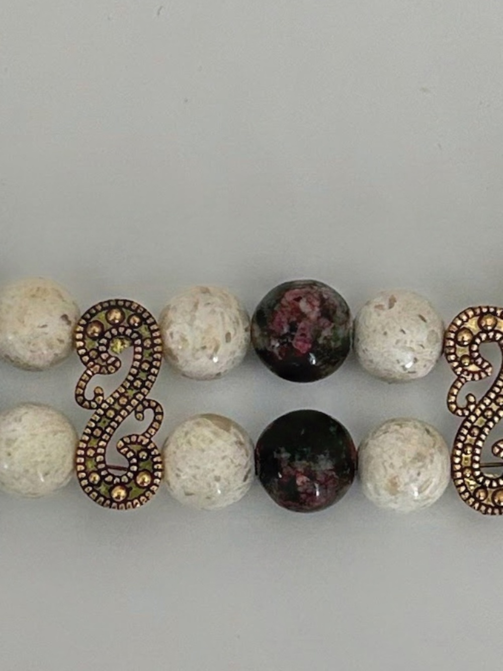 HANDMADE LIMESTONE CROATIAN DOUBLE ROW BRACELET 6 1/2"
